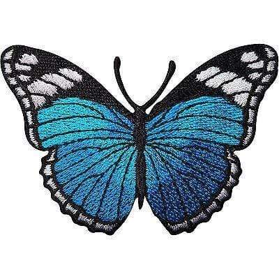 Turquoise Blue Butterfly Embroidered Iron / Sew On Patch Jeans Jacket Bag Badge