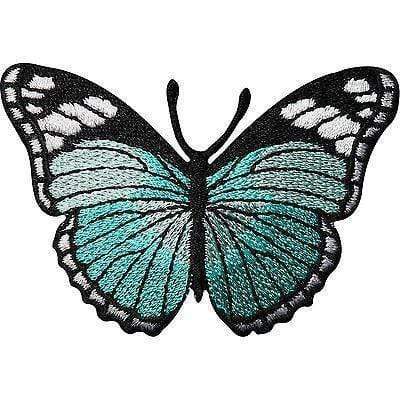 Turquoise Green Butterfly Embroidered Iron / Sew On Patch Dress Skirt Bag Badge