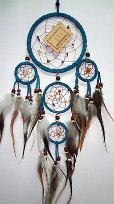 Turquoise Handmade Native American Indian Web Dreamcatcher Feather Suede Medium Turquoise Handmade Native American Indian Web Dreamcatcher Feather Suede Medium