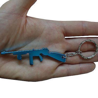 Turquoise Machine Gun Key Ring Chain Fob Beer Bottle Opener Keyring Keychain Toy