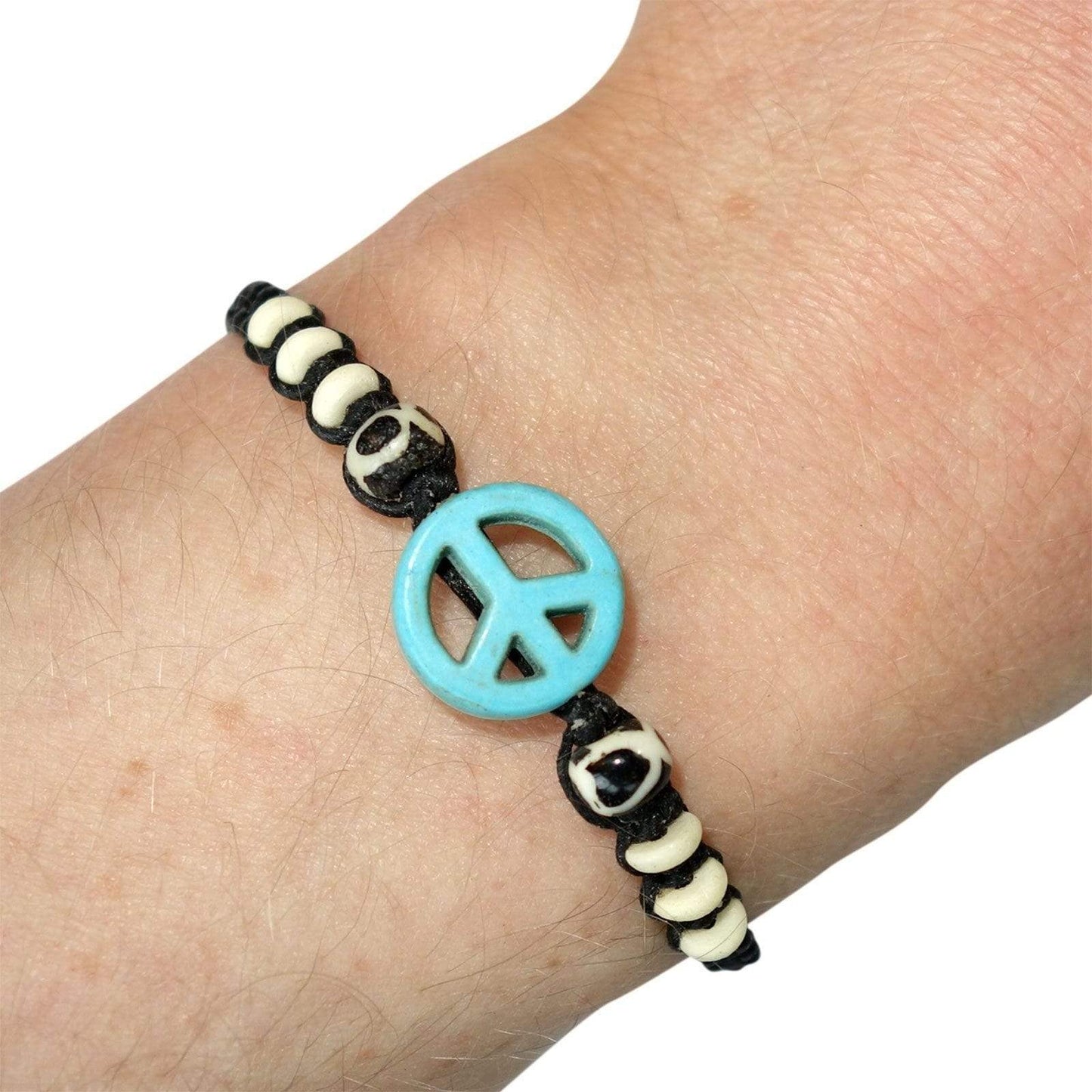 Turquoise Peace Sign Symbol Bracelet Wristband Bangle Mens Womens Kids Jewellery
