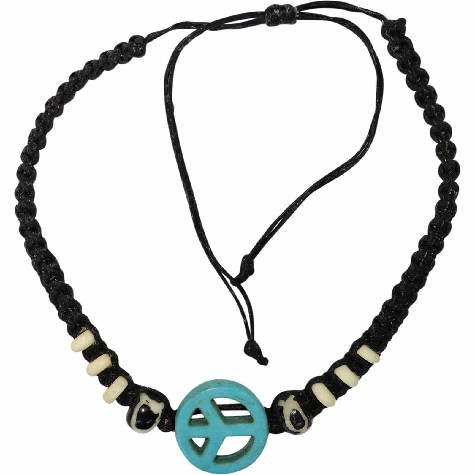Turquoise Peace Sign Symbol Bracelet Wristband Bangle Mens Womens Kids Jewellery