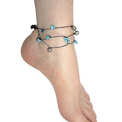 Turquoise Stone Foot Anklet Beads Silver Bells Ankle Bracelet Chain Feet Jewelry Turquoise Stone Foot Anklet Beads Silver Bells Ankle Bracelet Chain Feet Jewelry