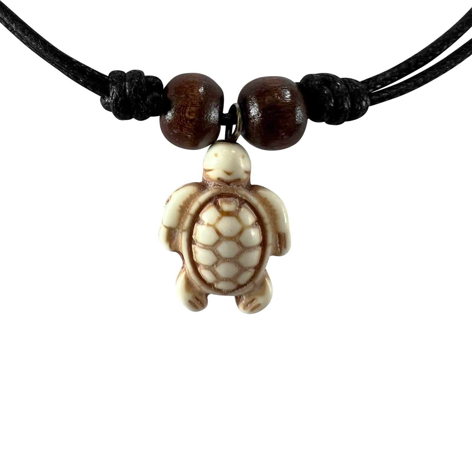 Turtle Pendant Black Cord Chain Bead Necklace Womens Mens Girls Boys Jewellery