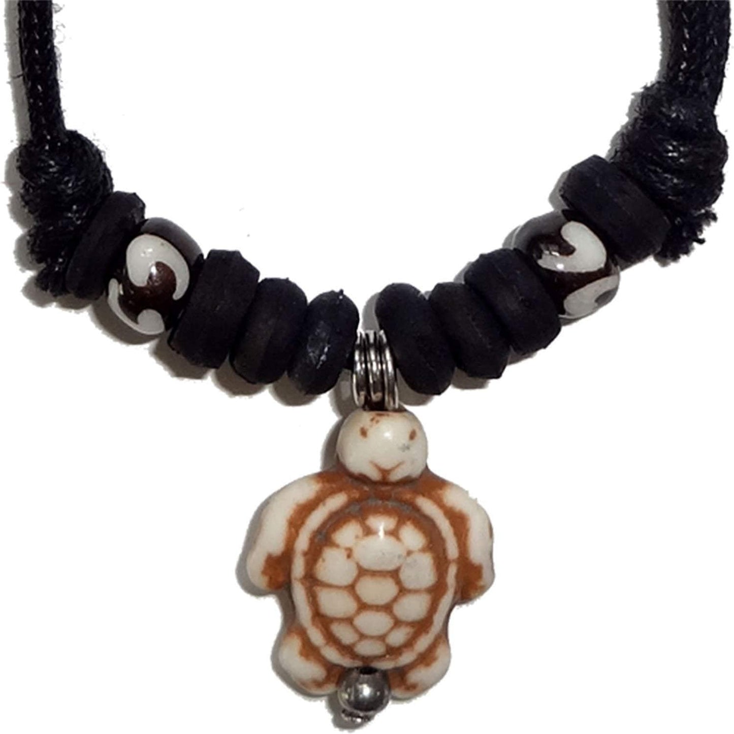 Turtle Stone Tortoise Pendant Black Cord Chain Necklace Mens Womens Jewellery