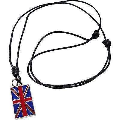 UK Flag Metal Pendant Cord Chain Mens Necklace Union Jack British United Kingdom