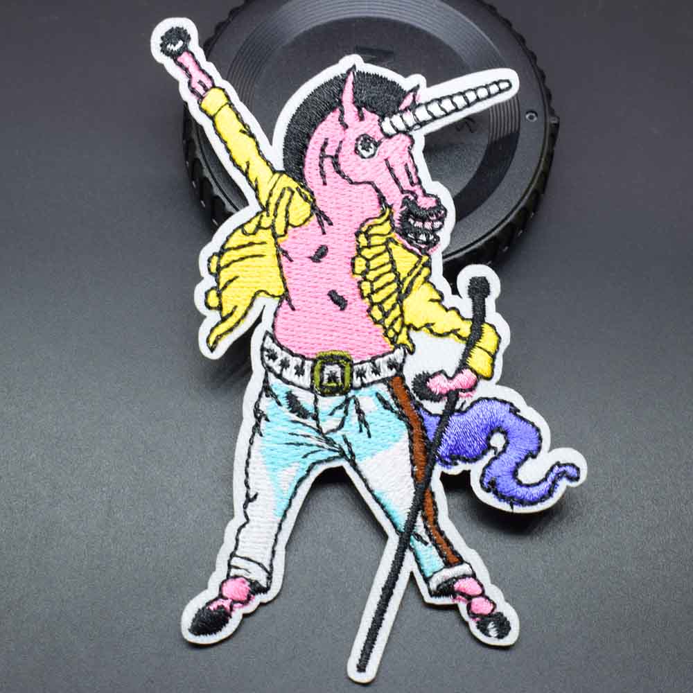 Unicorn Rock Star Iron On Patch Sew On Patch Singing Horse Music Punk Embroidered Badge Embroidery Applique Motif