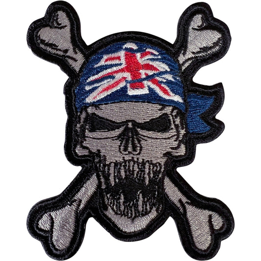 Union Jack Bandana Skull Crossbones Patch Iron Sew On UK Flag Embroidered Badge