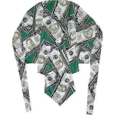 USA Dollar Notes Durag Bandana Hat Cap Bling Hip Hop Gangster Rapper Fancy Dress