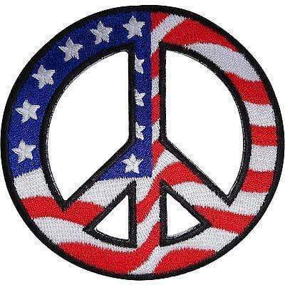 USA Flag Peace Sign Embroidered Iron / Sew On Patch T Shirt Jeans American Badge