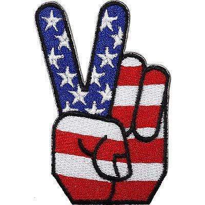 USA Flag Peace Sign Embroidered Iron / Sew On Patch United States American Badge
