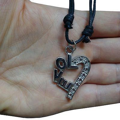 Valentines Day Love Heart Pendant Chain Necklace Silver Tone Romantic Present