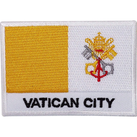 Vatican City Flag Embroidered Iron / Sew On Patch Pope Rome Italy Church Badge