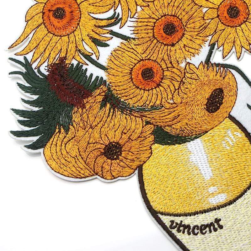 Vincent Van Gogh Patch Sunflowers Painting Iron On Patch Sew On Patch Embroidered Badge Embroidery Applique
