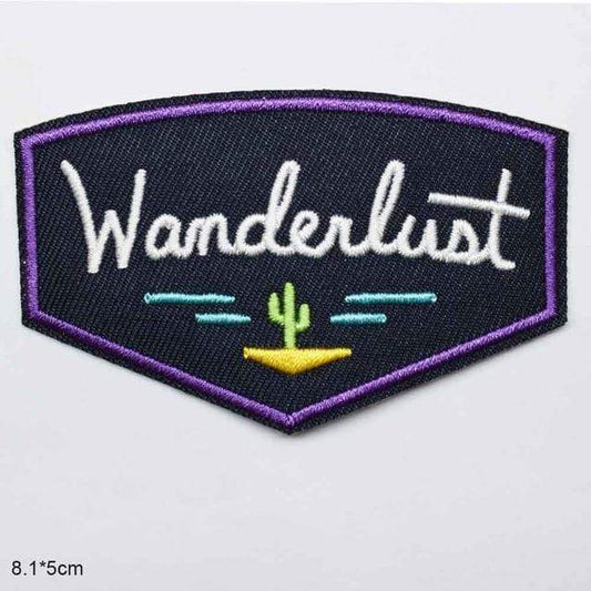 Wanderlust Patch Iron On Sew On Embroidered Badge Embroidery Applique Wander Travel Explore The World