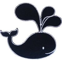 Whale Patch Iron Sew On Clothes Bag Black Embroidered Badge Fish Crafts Applique