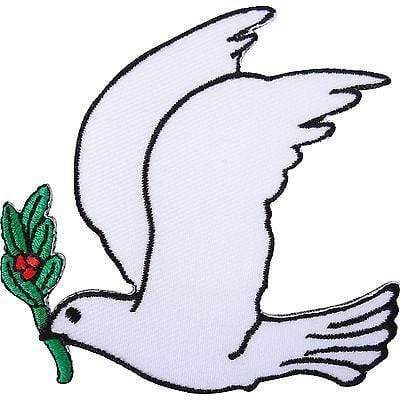 White Dove Bird Cherry Embroidered Iron / Sew On Patch Rockabilly T Shirt Badge
