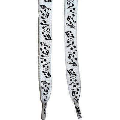 White Piano Keyboard Guitar Saxophone Flute Music Note Shoe Laces for Boys Girls