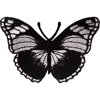 White Silver Black Butterfly Patch Iron Sew On T Shirt Jeans Embroidered Badge