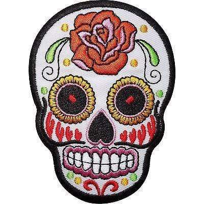 White Skull Rose Flower Embroidered Iron / Sew On Patch Clothes Badge Transfer