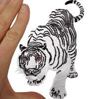 White Tiger Iron On Patch Sew On Cloth Animal Cat Lion Panther Embroidered Badge