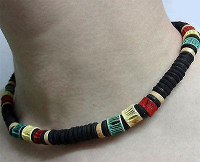 Wood Beads Stretch Necklace Chain Choker Mens Ladies Girls Boys Surfer Jewellery