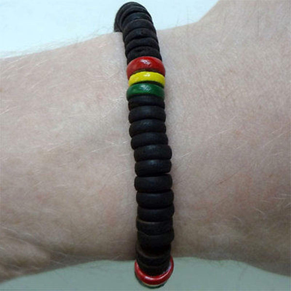 Wood Rasta Friendship Bracelet Wristband Bangle Mens Womens Boy Reggae Jewellery
