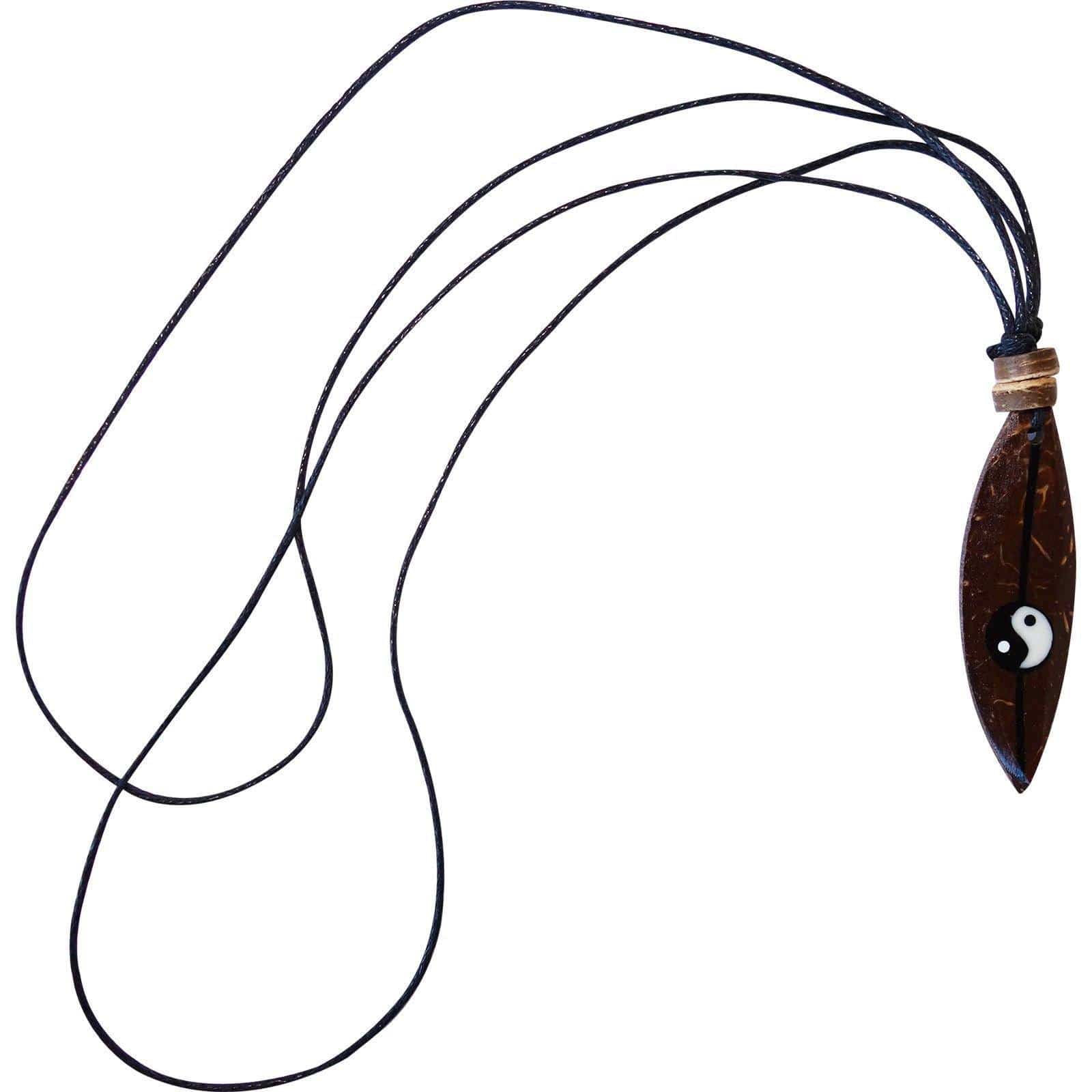 Wood Surfboard Yin and Yang Necklace Pendant Chain Mens Womens Kids Jewellery