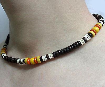 Wooden Beads Elastic Stretchy Surfer Necklace Chain Choker Mens Ladies Jewellery Wooden Beads Elastic Stretchy Surfer Necklace Chain Choker Mens Ladies Jewellery