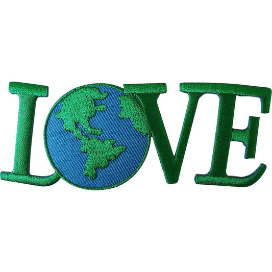 World Love Patch Iron Sew On Clothes Bag Green Peace Earth WWF Embroidered Badge