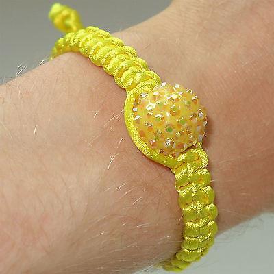 Yellow Shamballa Crystal Ball Charm Bracelet Wristband Bangle Women's Girls Kids