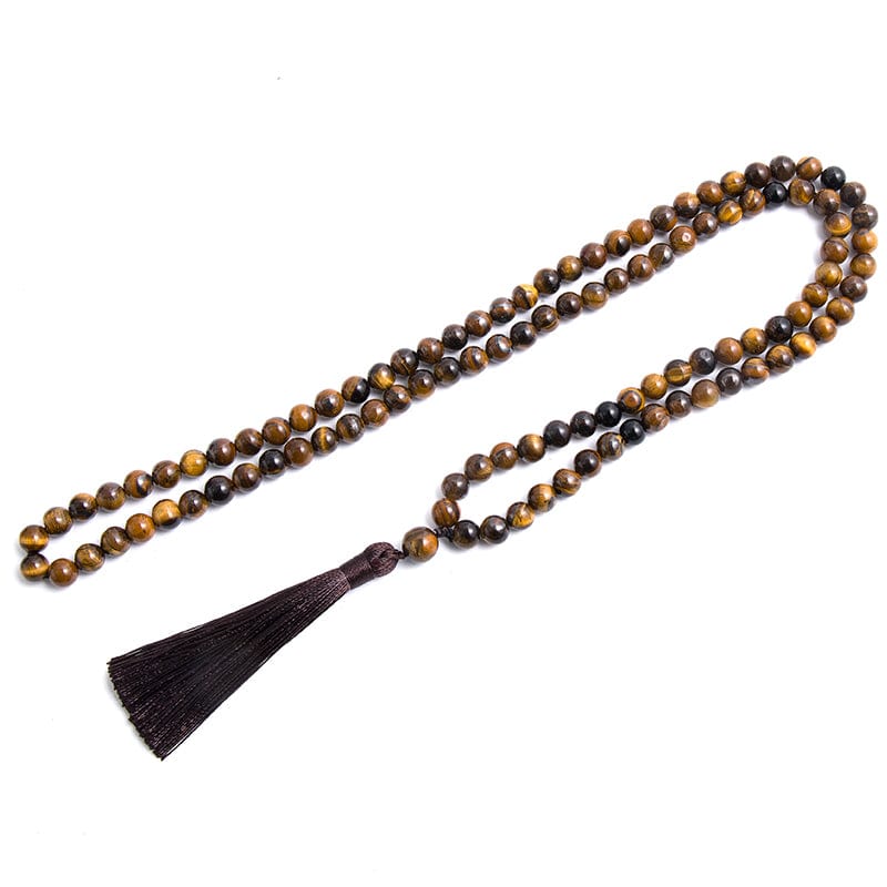 Yellow Tiger Eyes Black Onyx Mala Rudraksha Beads Necklace Bracelet Set Japamala