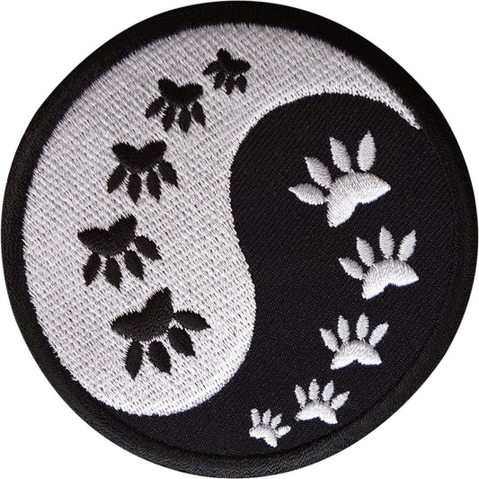 Yin and Yang Cat Paw Print Patch Embroidered Badge Applique Iron Sew On Clothes