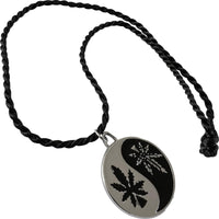 Yin and Yang Marijuana Cannabis Leaf Pendant Necklace Black Cord Chain Jewellery